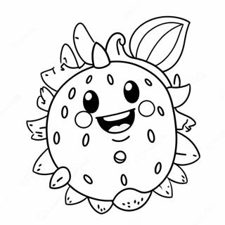 Cute Dragon Fruit With Smiling Face Coloring Page 34294-27451