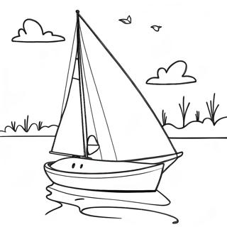 Sailboat On Calm Water Coloring Page 342-276