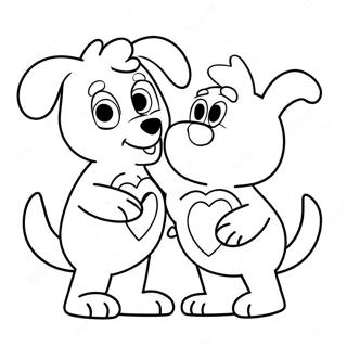 Bluey And Bingo Heart Shaped Coloring Page 34314-27461