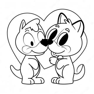 Bluey And Bingo Heart Shaped Coloring Page 34314-27463