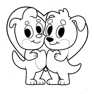 Bluey And Bingo Heart Shaped Coloring Page 34314-27464