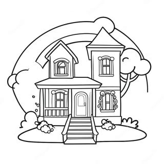 Rainbow House Coloring Pages