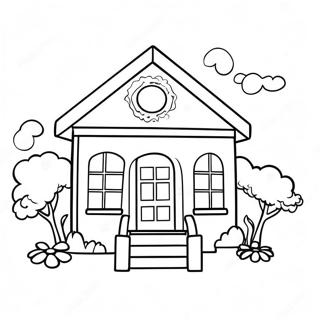 Rainbow House Coloring Page 34383-27518