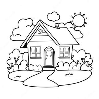 Rainbow House Coloring Page 34383-27520