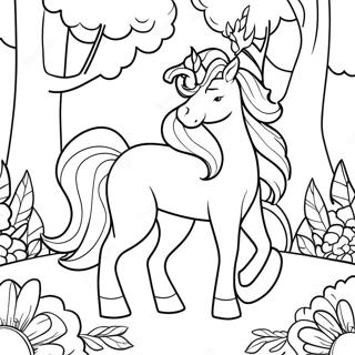 Majestic Unicorn In A Magical Forest Coloring Page 34424-27554