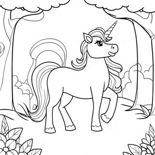 Majestic Unicorn In A Magical Forest Coloring Page 34424-27555