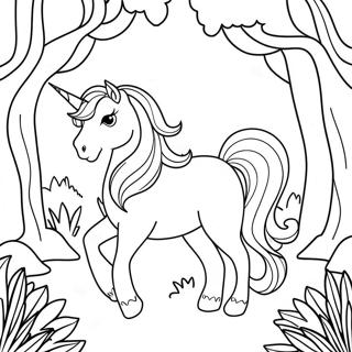 Majestic Unicorn In A Magical Forest Coloring Page 34424-27556