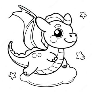 Kawaii Cute Dragon Flying In The Sky Coloring Page 34433-27561