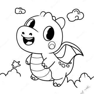 Kawaii Cute Dragon Flying In The Sky Coloring Page 34433-27562