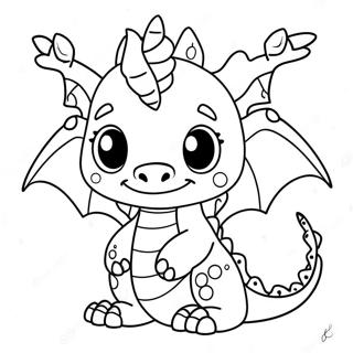 Adorable Kawaii Dragon With Sparkling Eyes Coloring Page 34434-27557