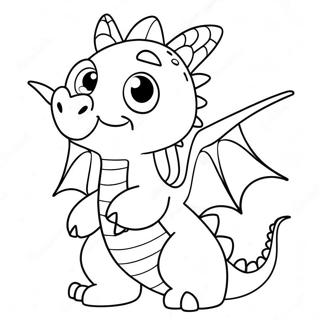 Adorable Kawaii Dragon With Sparkling Eyes Coloring Page 34434-27558