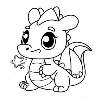 Adorable Kawaii Dragon With Sparkling Eyes Coloring Page 34434-27560