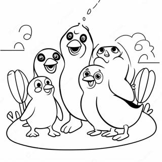 Happy Pingu Playing With Friends Coloring Page 34604-27697