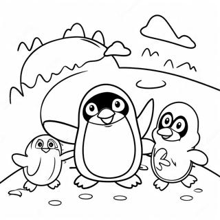 Happy Pingu Playing With Friends Coloring Page 34604-27698