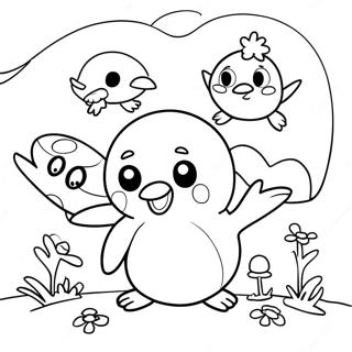 Happy Pingu Playing With Friends Coloring Page 34604-27699