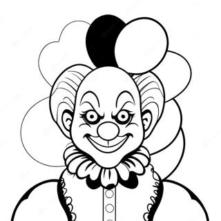 Creepy Clown With Balloons Coloring Page 34654-27735