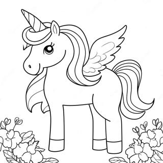 Sparkly Easter Unicorn With Flowers Coloring Page 34664-27750