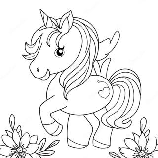 Sparkly Easter Unicorn With Flowers Coloring Page 34664-27751