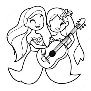 Ariel And Melody Singing Together Coloring Page 34684-27758