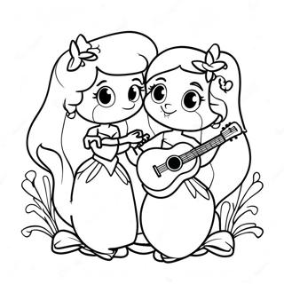 Ariel And Melody Singing Together Coloring Page 34684-27759