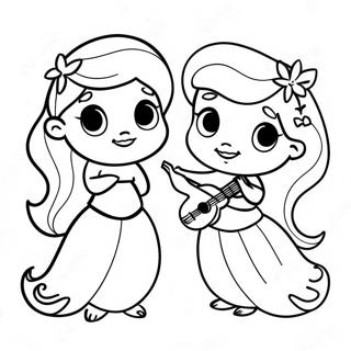 Ariel And Melody Singing Together Coloring Page 34684-27760