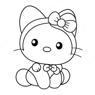 Cute Hello Kitty With Bow Coloring Page 34744-27809