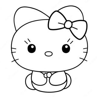 Cute Hello Kitty With Bow Coloring Page 34744-27810