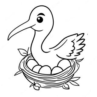 Stork Nesting With Colorful Eggs Coloring Page 34773-27837