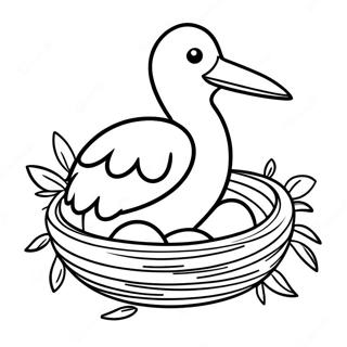 Stork Nesting With Colorful Eggs Coloring Page 34773-27838