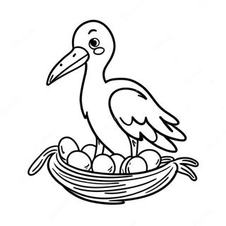 Stork Nesting With Colorful Eggs Coloring Page 34773-27840