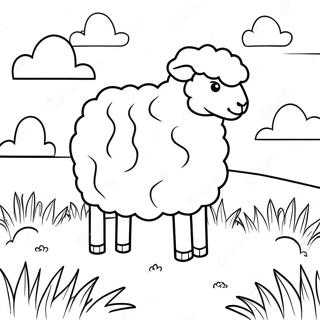 Fluffy Sheep In A Meadow Coloring Page 3477-2817