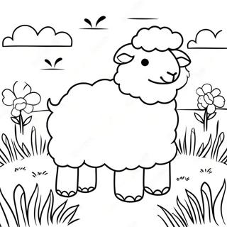 Fluffy Sheep In A Meadow Coloring Page 3477-2818