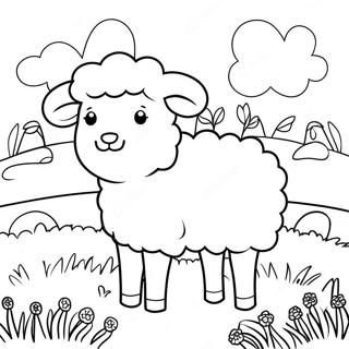 Fluffy Sheep In A Meadow Coloring Page 3477-2819