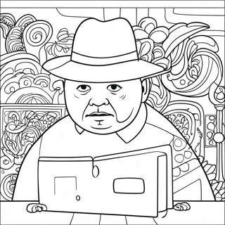 Colorful Diego Rivera Mural Coloring Page 34784-27845