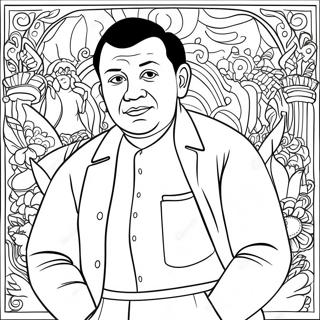 Colorful Diego Rivera Mural Coloring Page 34784-27847