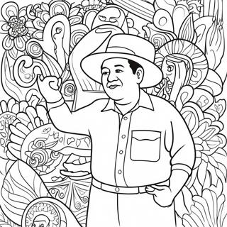 Colorful Diego Rivera Mural Coloring Page 34784-27848