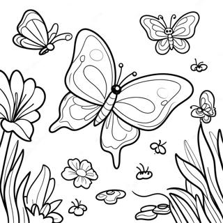 Elegant Butterfly Garden Scene Coloring Page 34824-27870