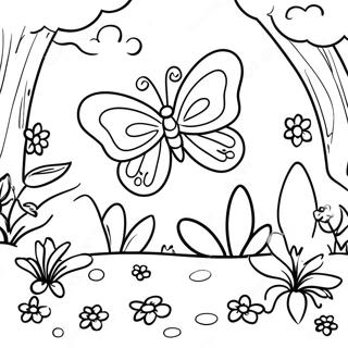 Elegant Butterfly Garden Scene Coloring Page 34824-27871