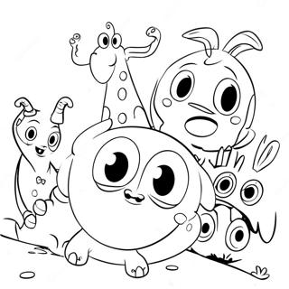 Henry Hugglemonster Playing With Friends Coloring Page 34844-27889