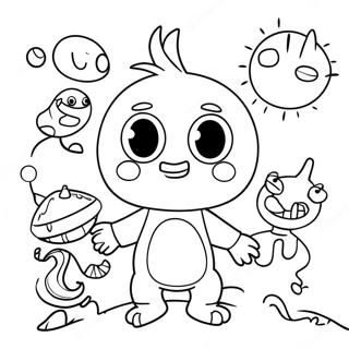 Henry Hugglemonster Playing With Friends Coloring Page 34844-27891