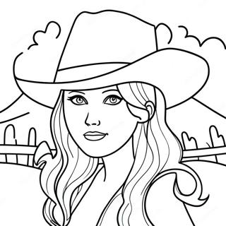 Country Girl With A Cowboy Hat Coloring Page 34963-27984