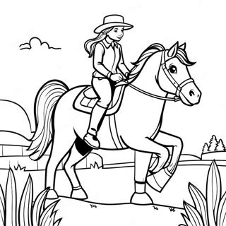 Adventurous Country Girl Riding A Horse Coloring Page 34964-27985