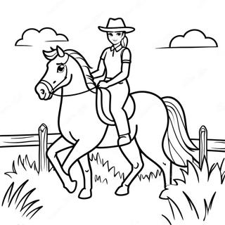 Adventurous Country Girl Riding A Horse Coloring Page 34964-27986