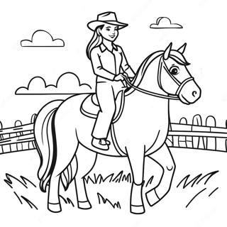 Adventurous Country Girl Riding A Horse Coloring Page 34964-27987