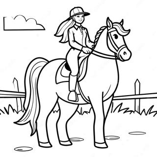 Adventurous Country Girl Riding A Horse Coloring Page 34964-27988