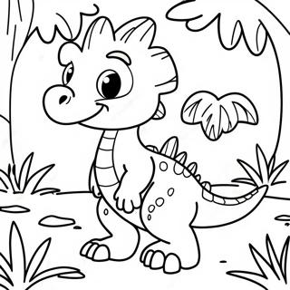 Cute Dilophosaurus In A Jungle Coloring Page 35024-28029