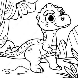 Cute Dilophosaurus In A Jungle Coloring Page 35024-28030