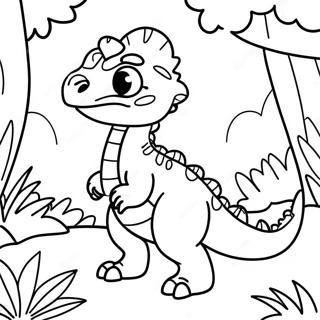 Cute Dilophosaurus In A Jungle Coloring Page 35024-28032