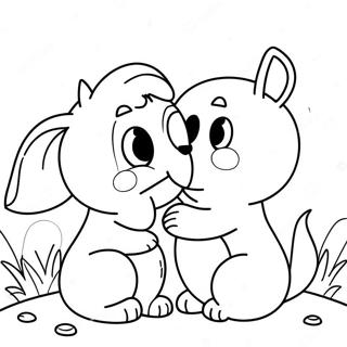 Cute Animals Kissing Coloring Page 35034-28049