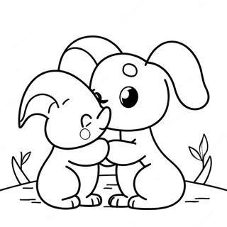 Cute Animals Kissing Coloring Page 35034-28051